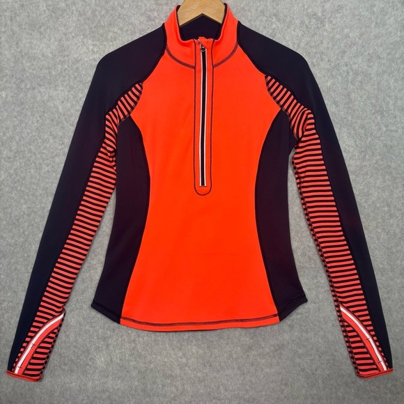 Lululemon Run: U-Turn Pullover 1/2 Zip Top-Orange/Navy Blue-Women Size 8 - Picture 5 of 11